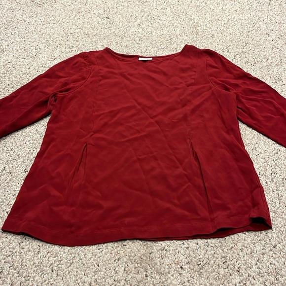 J Jill Red 3/4 Length Sleeve Blouse Sz XL Petite Fall Winter Christmas - Picture 1 of 7